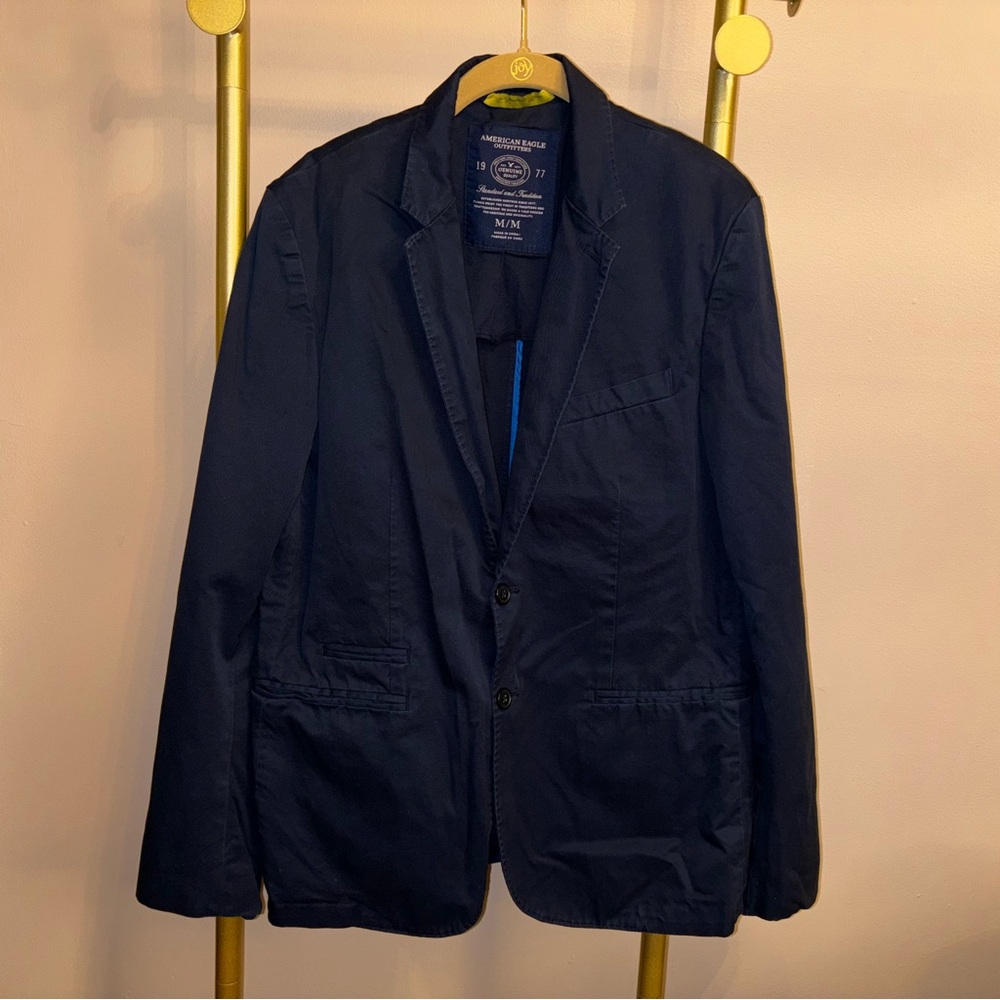 American Eagle Men’s Navy The Legendary Cotton 2 Button Blazer M